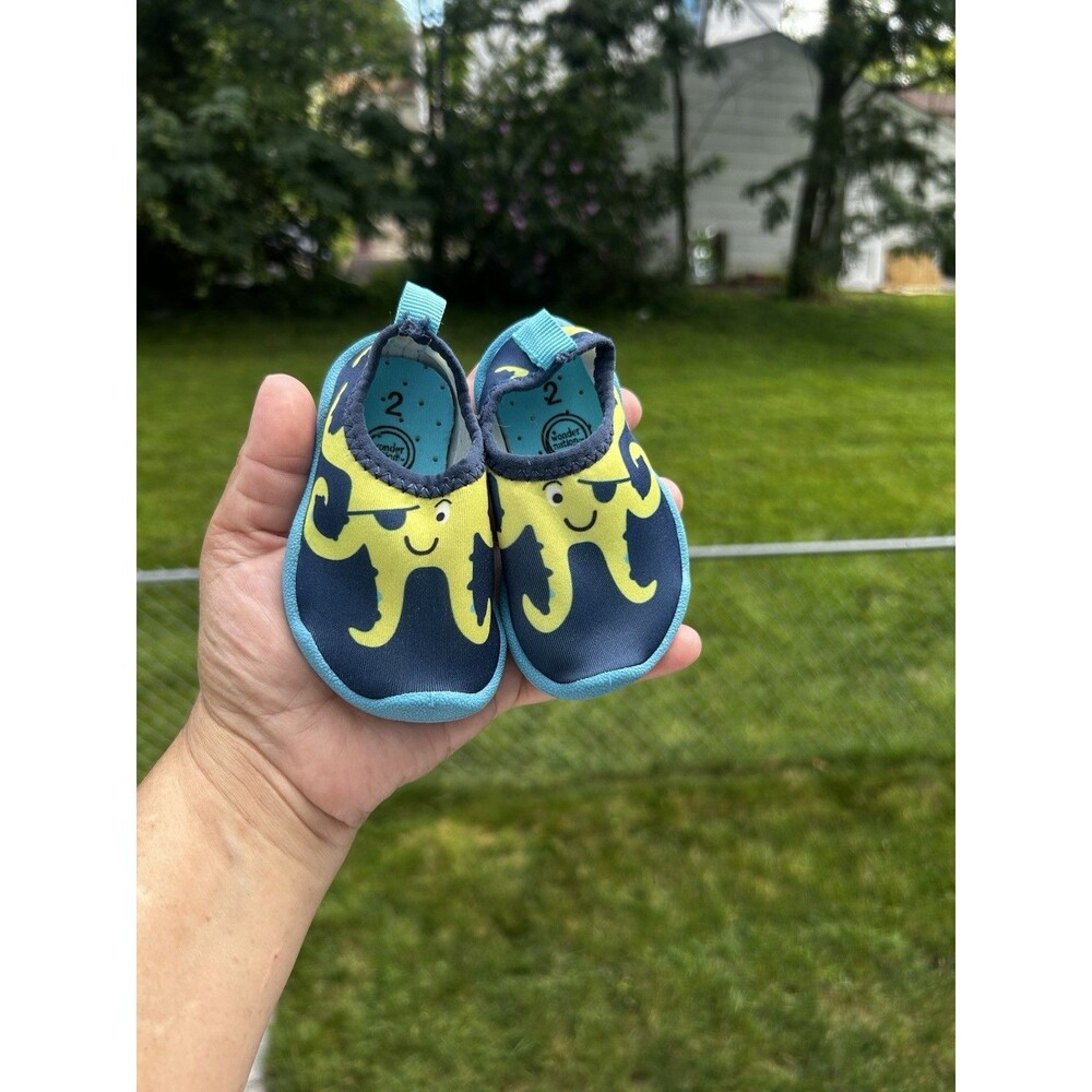 Wonder Nation Toddler Water Shoes Size 2 Navy Blue Green Octopus